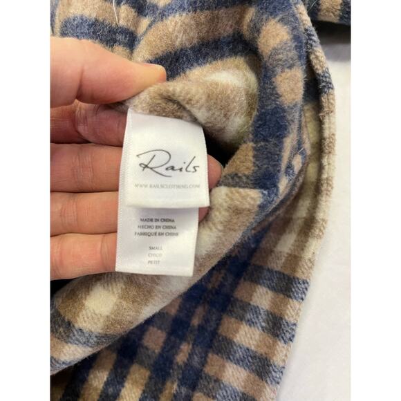 Rails Steffi Plaid Cropped Jacket, Size Small, Flannel Wool Blend, Blue/Beige - Picture 9 of 13